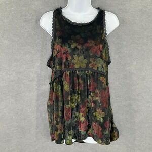 POL‎ Top Sz M Floral Velvet Lace Festivalcore Tiered Whimsigoth Forest Fairy